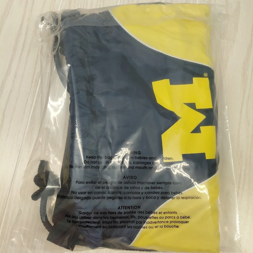 Michigan Wolverines NCAA Drawstring Bag Backpack Cinch Book Sack Blue Yellow